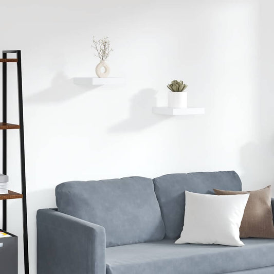 vidaXL Floating Wall Shelves 2 pcs White 23x23.5x3.8 cm MDF
