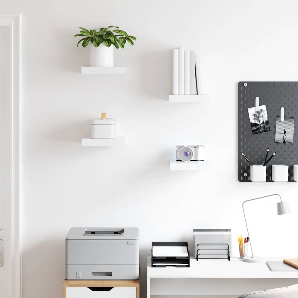 vidaXL Floating Wall Shelves 4 pcs White 23x23.5x3.8 cm MDF