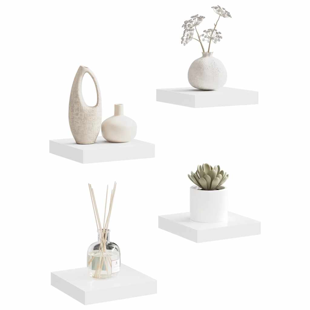 vidaXL Floating Wall Shelves 4 pcs White 23x23.5x3.8 cm MDF