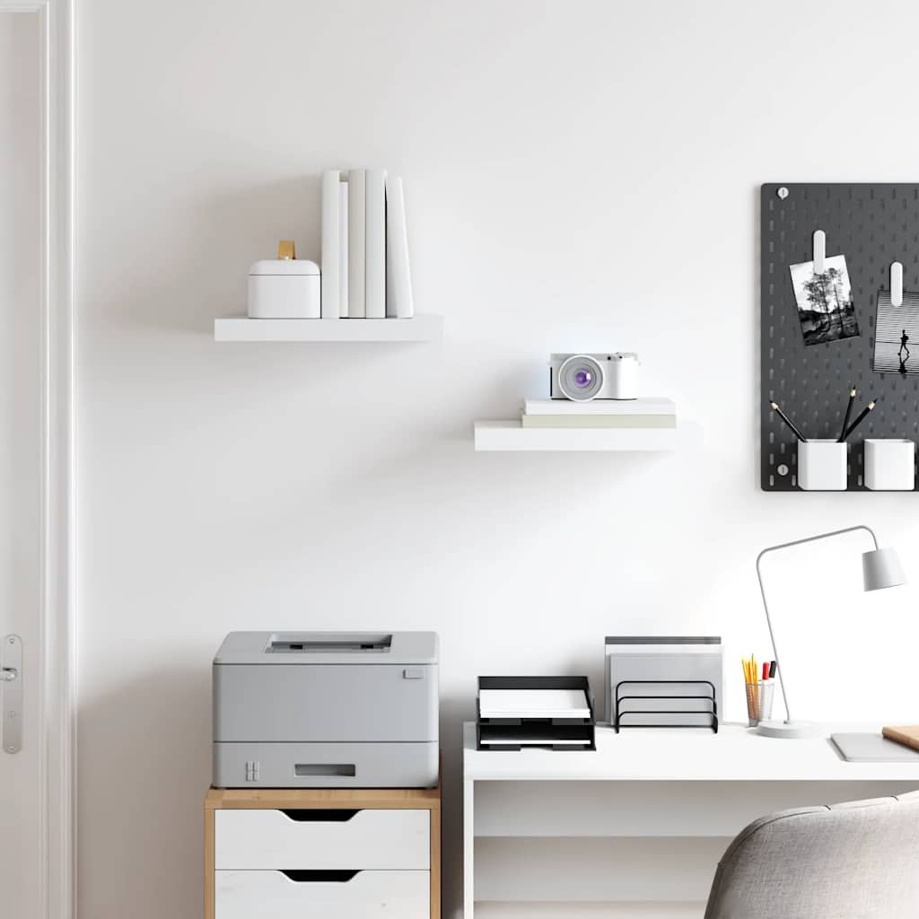 vidaXL Floating Wall Shelves 2 pcs White 40x23.5x3.8 cm MDF