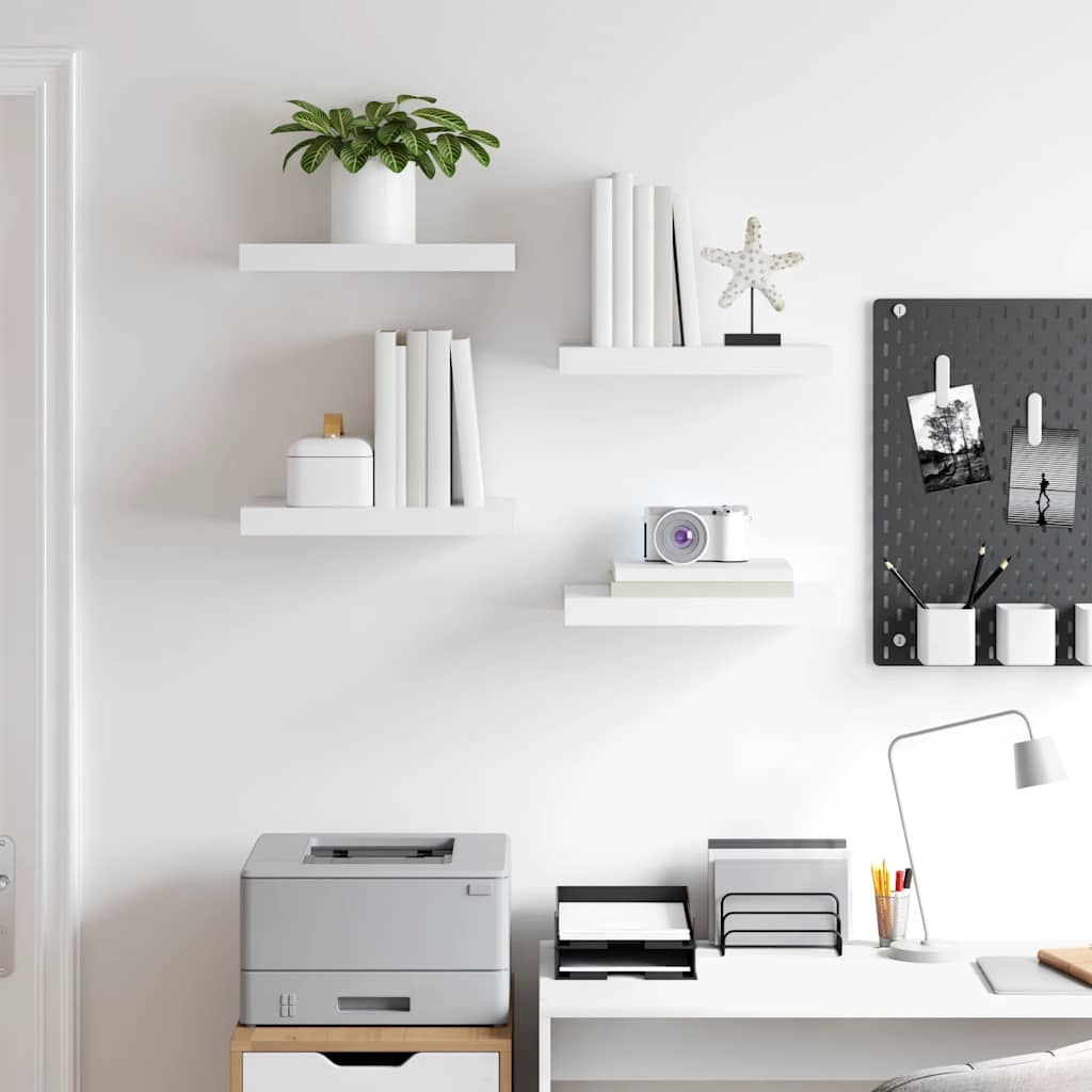 vidaXL Floating Wall Shelves 4 pcs White 40x23.5x3.8 cm MDF