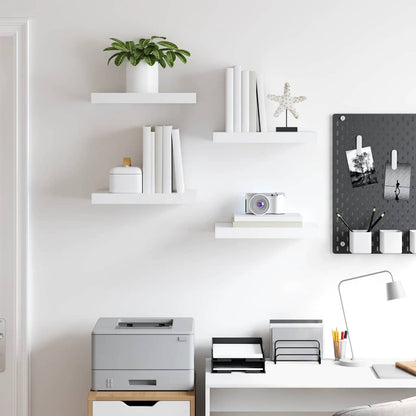 vidaXL Floating Wall Shelves 4 pcs White 40x23.5x3.8 cm MDF