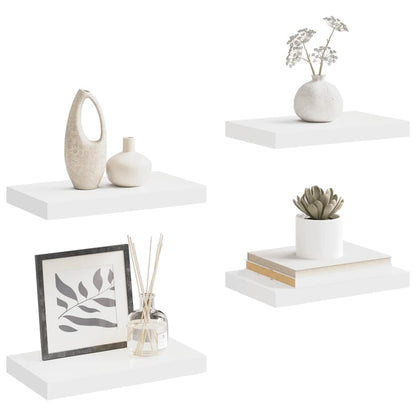 vidaXL Floating Wall Shelves 4 pcs White 40x23.5x3.8 cm MDF
