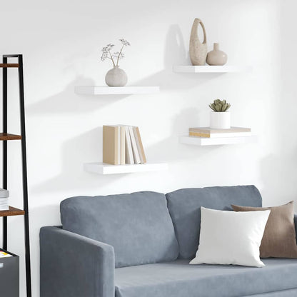 vidaXL Floating Wall Shelves 4 pcs White 40x23.5x3.8 cm MDF