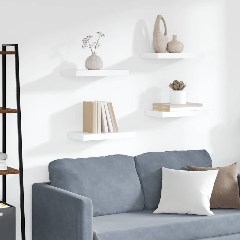 vidaXL Floating Wall Shelves 4 pcs White 40x23.5x3.8 cm MDF