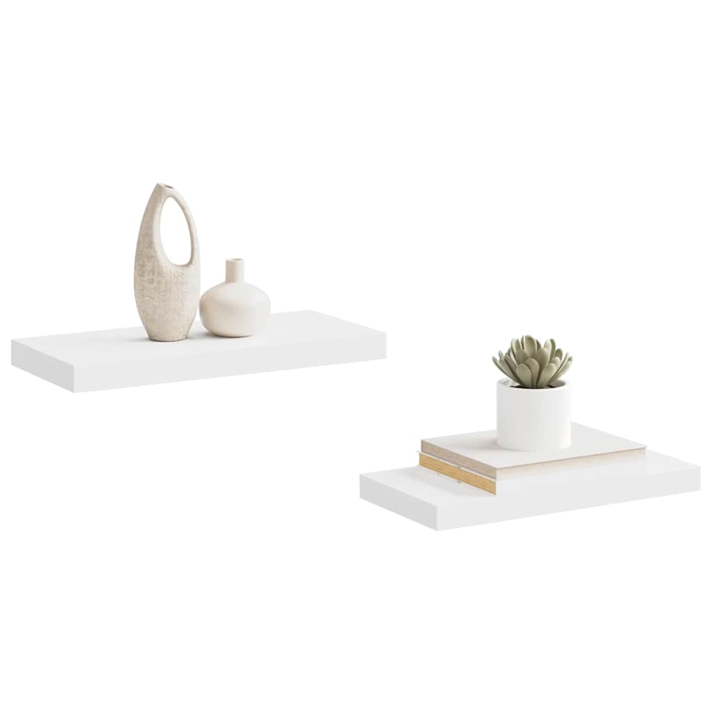 vidaXL Floating Wall Shelves 2 pcs White 50x23x3.8 cm MDF