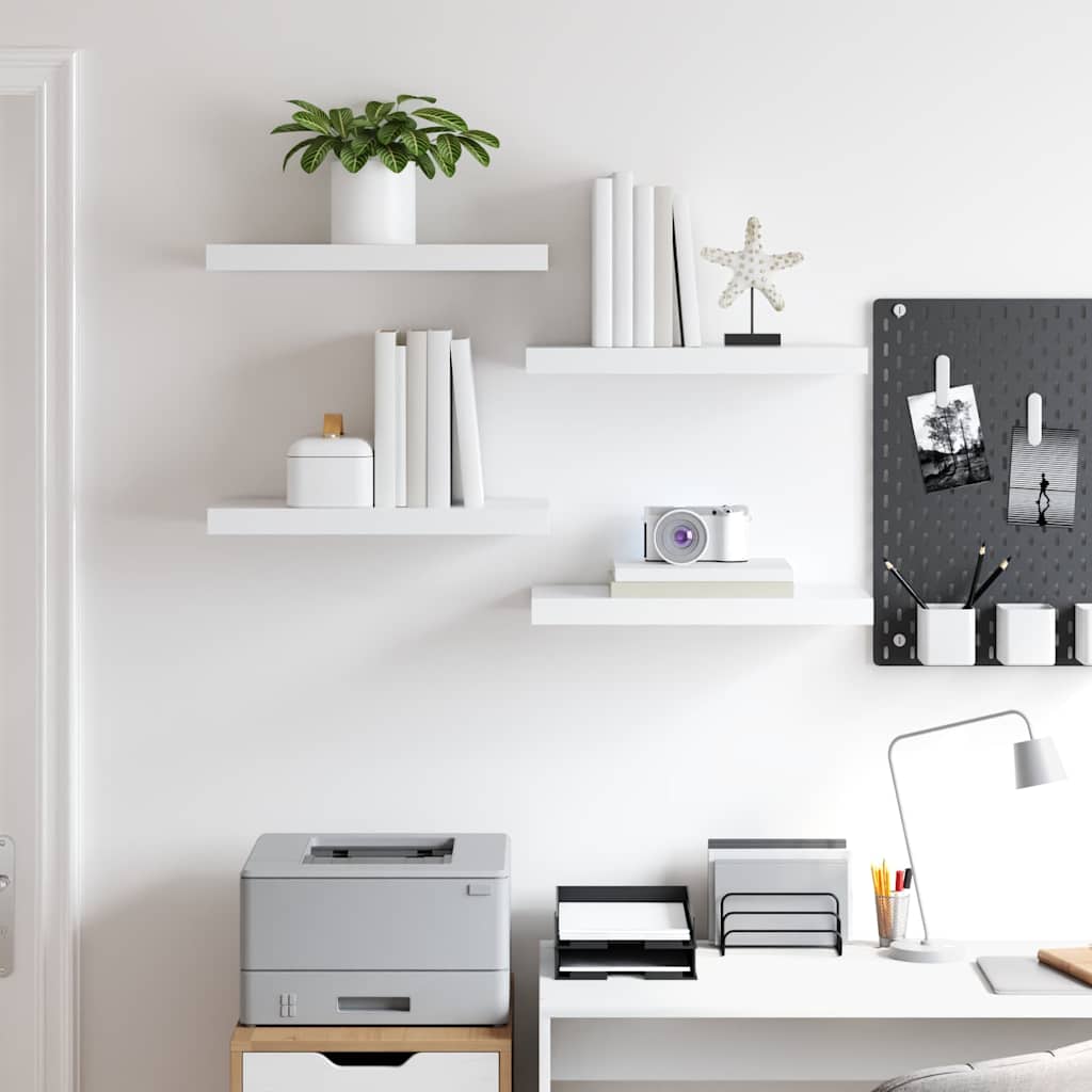 vidaXL Floating Wall Shelves 4 pcs White 50x23.5x3.8 cm MDF
