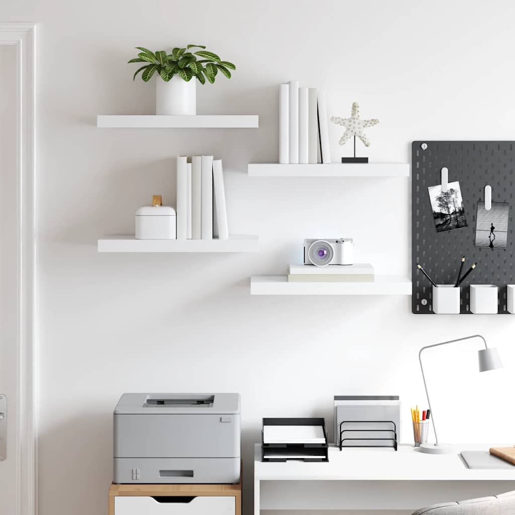 vidaXL Floating Wall Shelves 4 pcs White 50x23x3.8 cm MDF