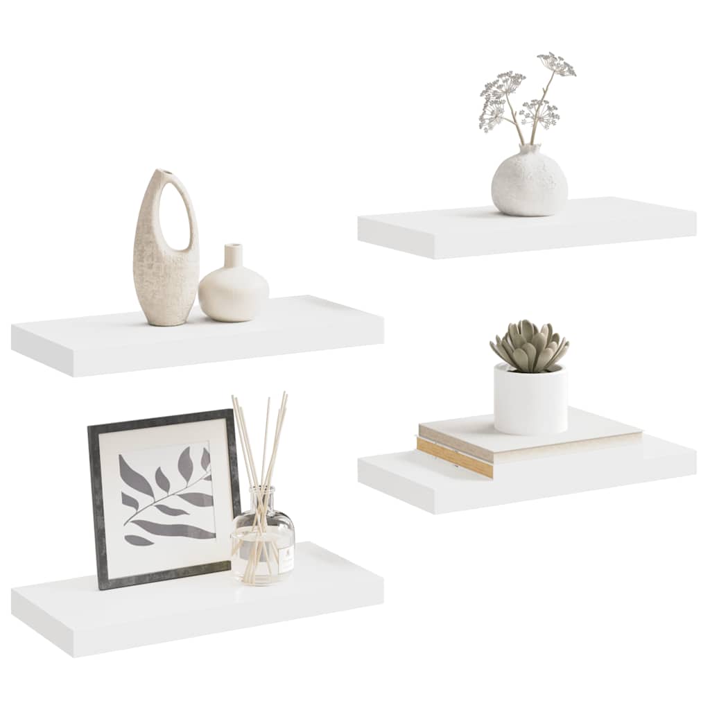 vidaXL Floating Wall Shelves 4 pcs White 50x23x3.8 cm MDF
