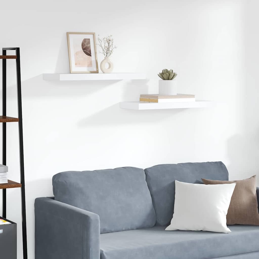 323812 vidaXL Floating Wall Shelves 2 pcs White 60x23,5x3,8 cm MDF