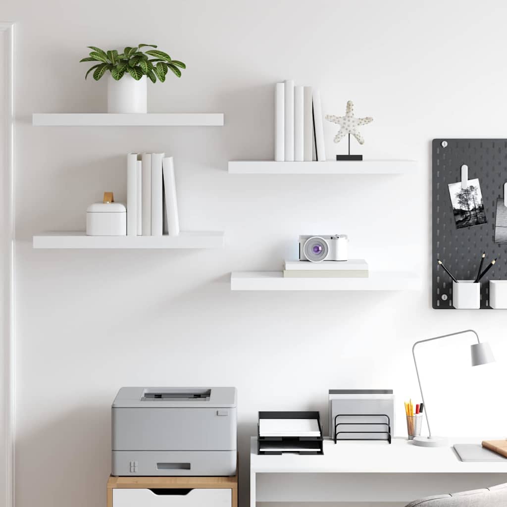 323813 vidaXL Floating Wall Shelves 4 pcs White 60x23,5x3,8 cm MDF