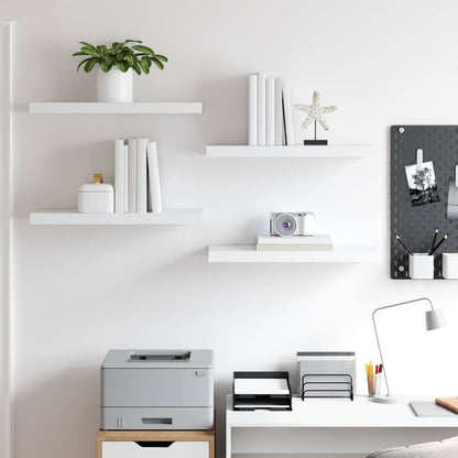 323813 vidaXL Floating Wall Shelves 4 pcs White 60x23,5x3,8 cm MDF