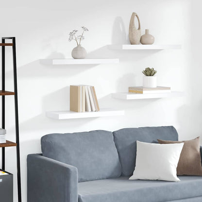 323813 vidaXL Floating Wall Shelves 4 pcs White 60x23,5x3,8 cm MDF