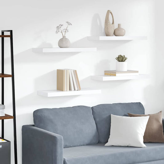 vidaXL Floating Wall Shelves 4 pcs White 60x23.5x3.8 cm MDF