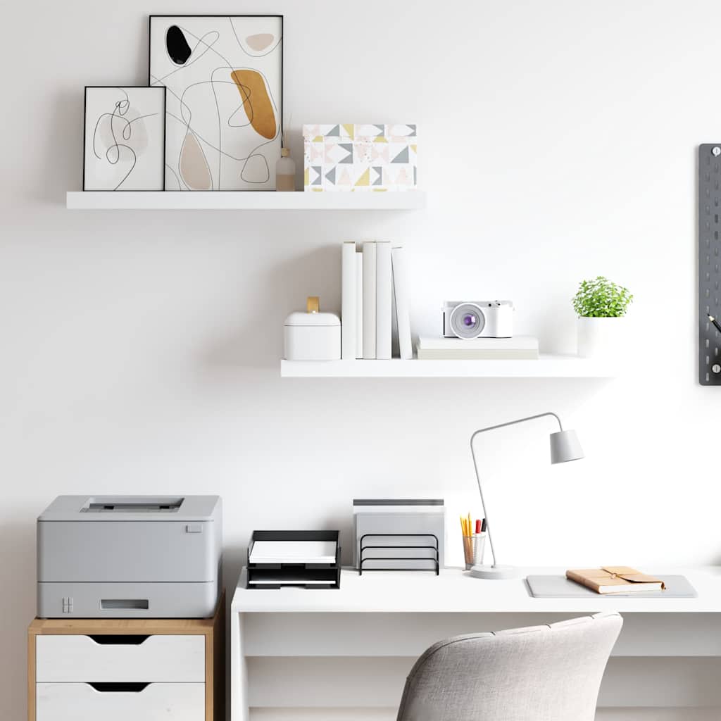 323815 vidaXL Floating Wall Shelves 2 pcs White 80x23,5x3,8 cm MDF