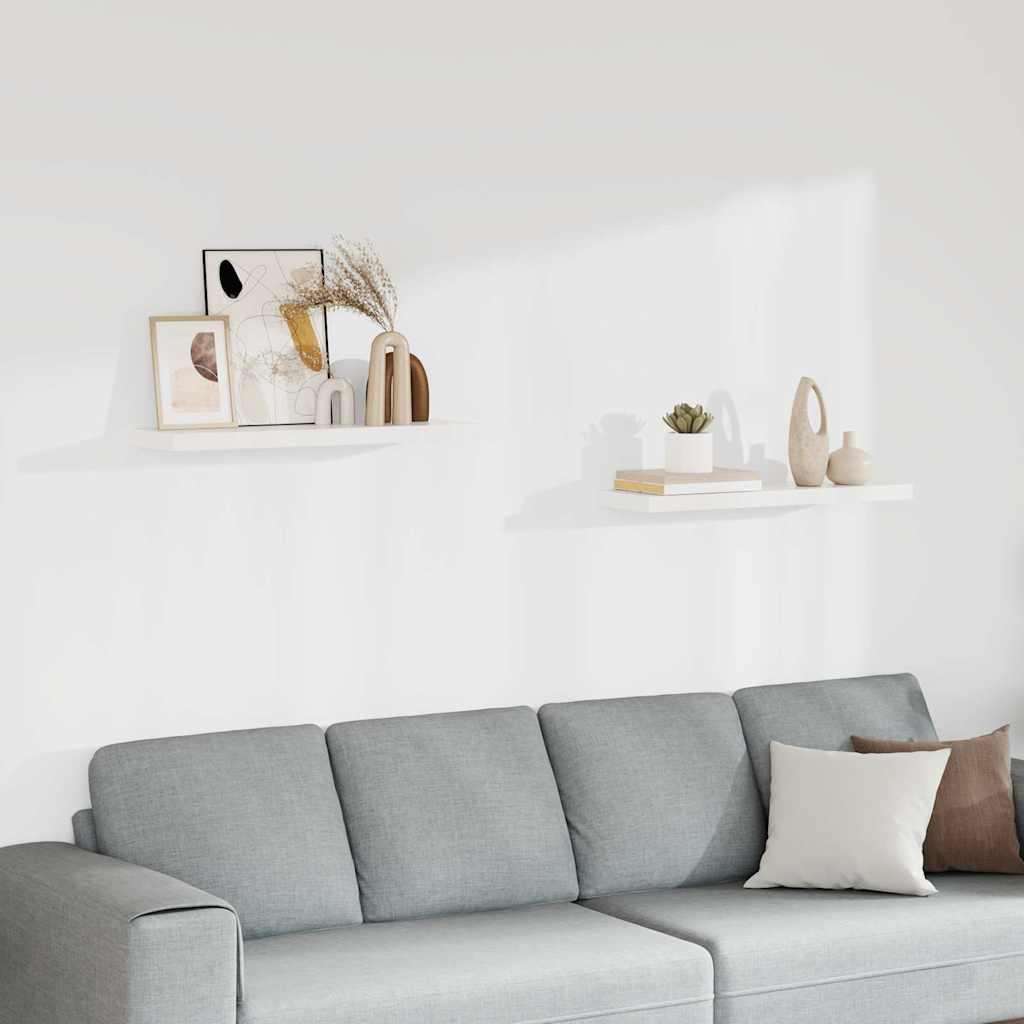 323815 vidaXL Floating Wall Shelves 2 pcs White 80x23,5x3,8 cm MDF