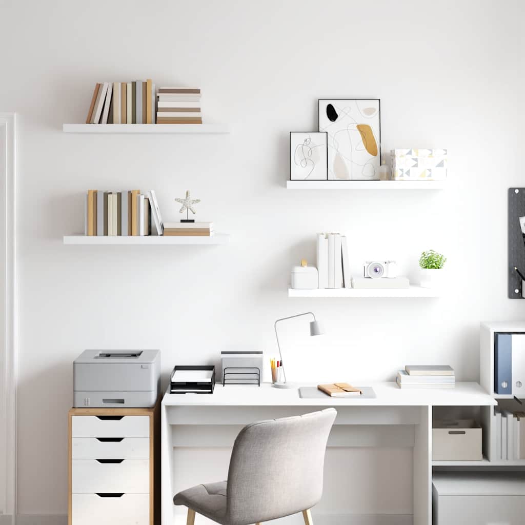 vidaXL Floating Wall Shelves 4 pcs White 80x23.5x3.8 cm MDF