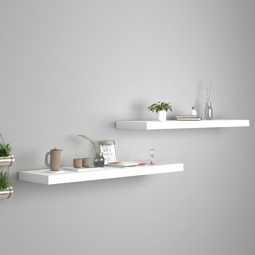 vidaXL Floating Wall Shelves 2 pcs White 90x23.5x3.8 cm MDF