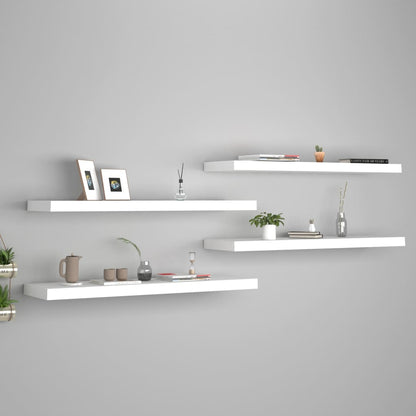 vidaXL Floating Wall Shelves 4 pcs White 90x23.5x3.8 cm MDF
