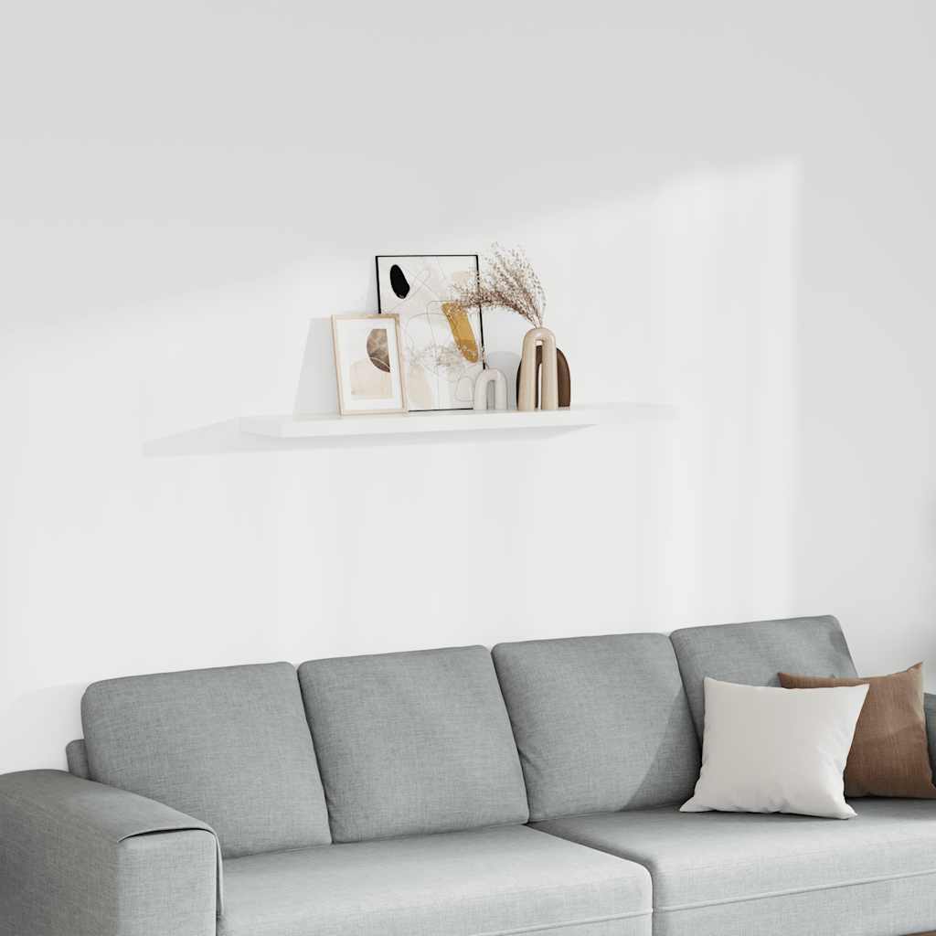 vidaXL Floating Wall Shelf White 120x23.5x3.8 cm MDF