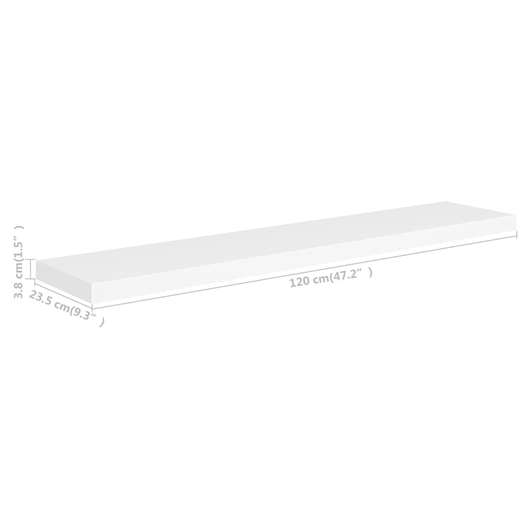 vidaXL Floating Wall Shelves 4 pcs White 120x23.5x3.8 cm MDF