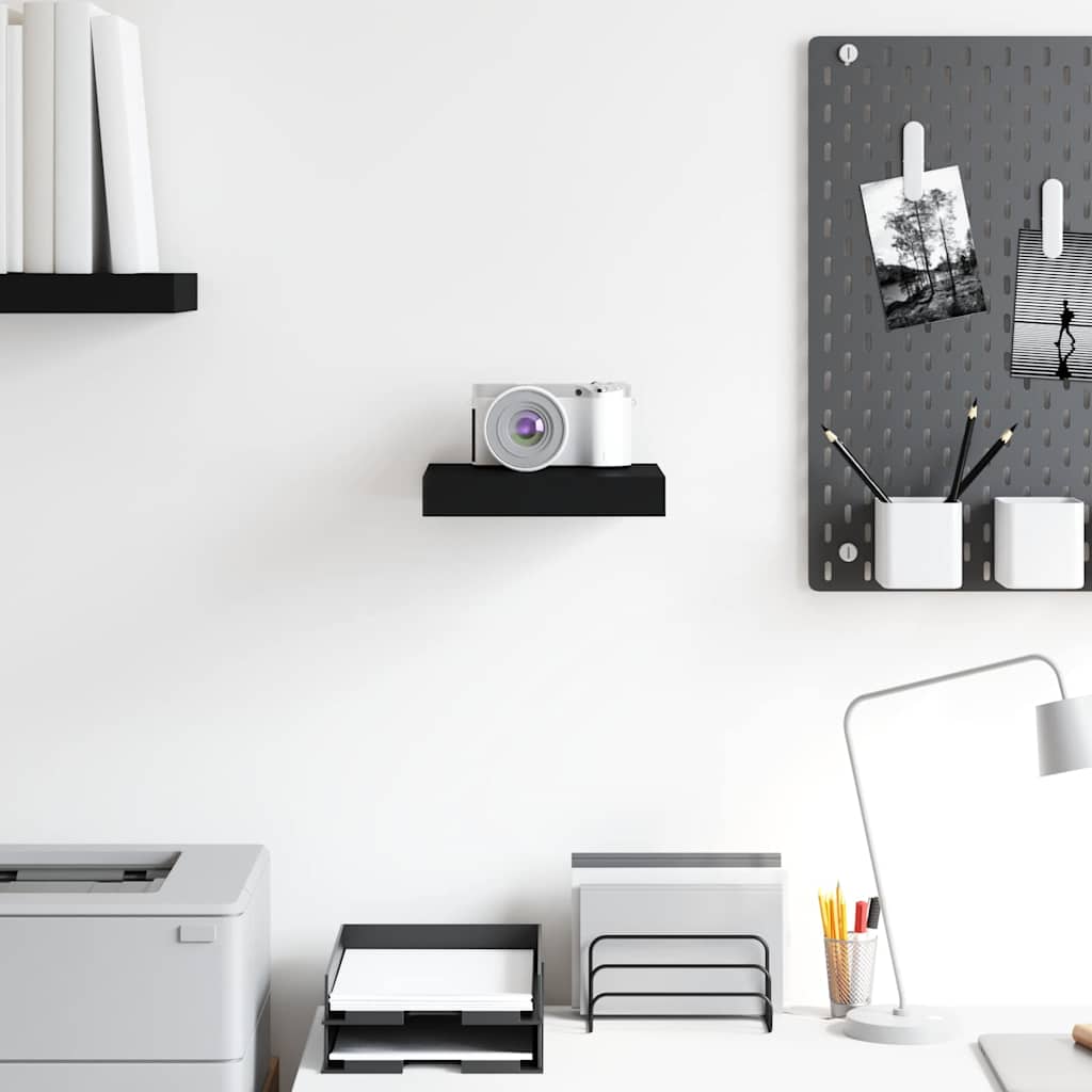 323823 vidaXL Floating Wall Shelf Black 23x23,5x3,8 cm MDF