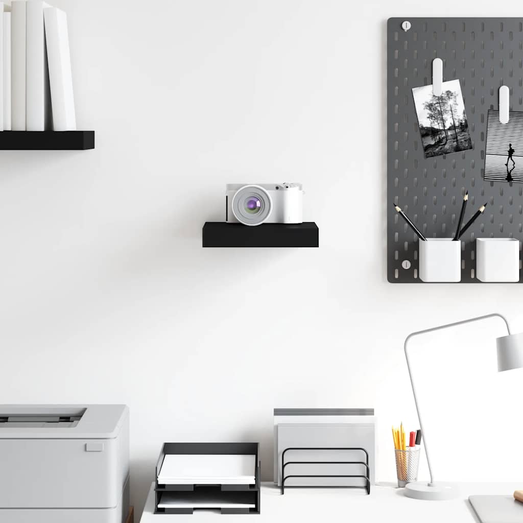 vidaXL Floating Wall Shelf Black 23x23.5x3.8 cm MDF