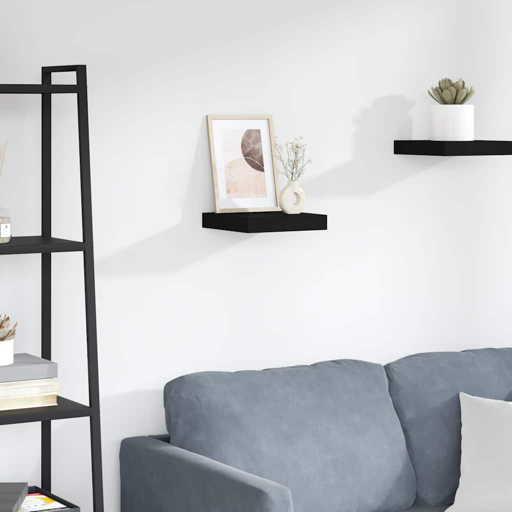 323823 vidaXL Floating Wall Shelf Black 23x23,5x3,8 cm MDF