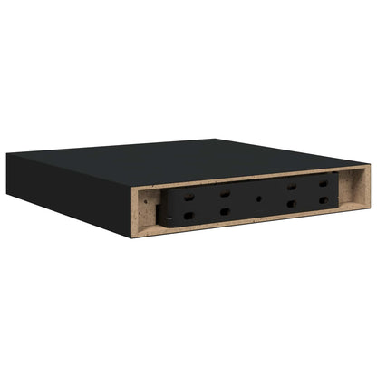 323823 vidaXL Floating Wall Shelf Black 23x23,5x3,8 cm MDF