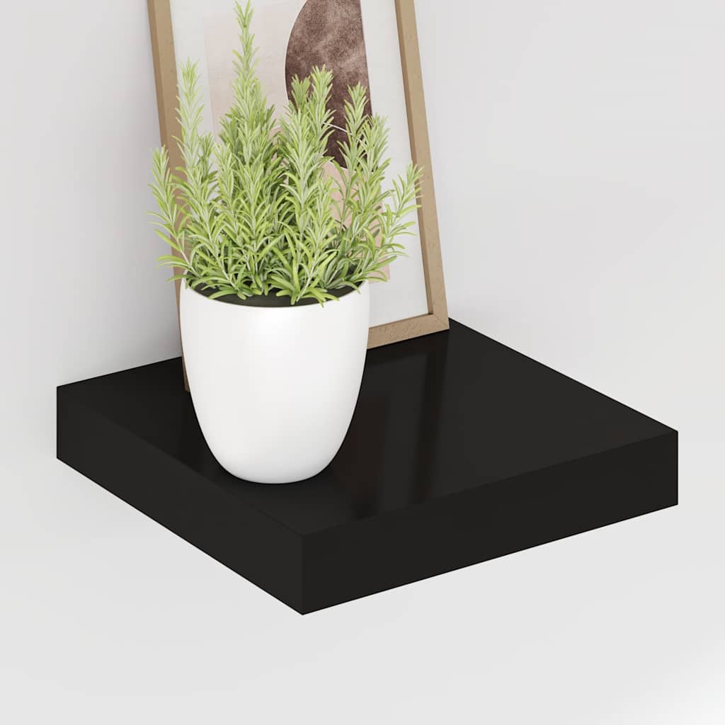 vidaXL Floating Wall Shelves 2 pcs Black 23x23.5x3.8 cm MDF