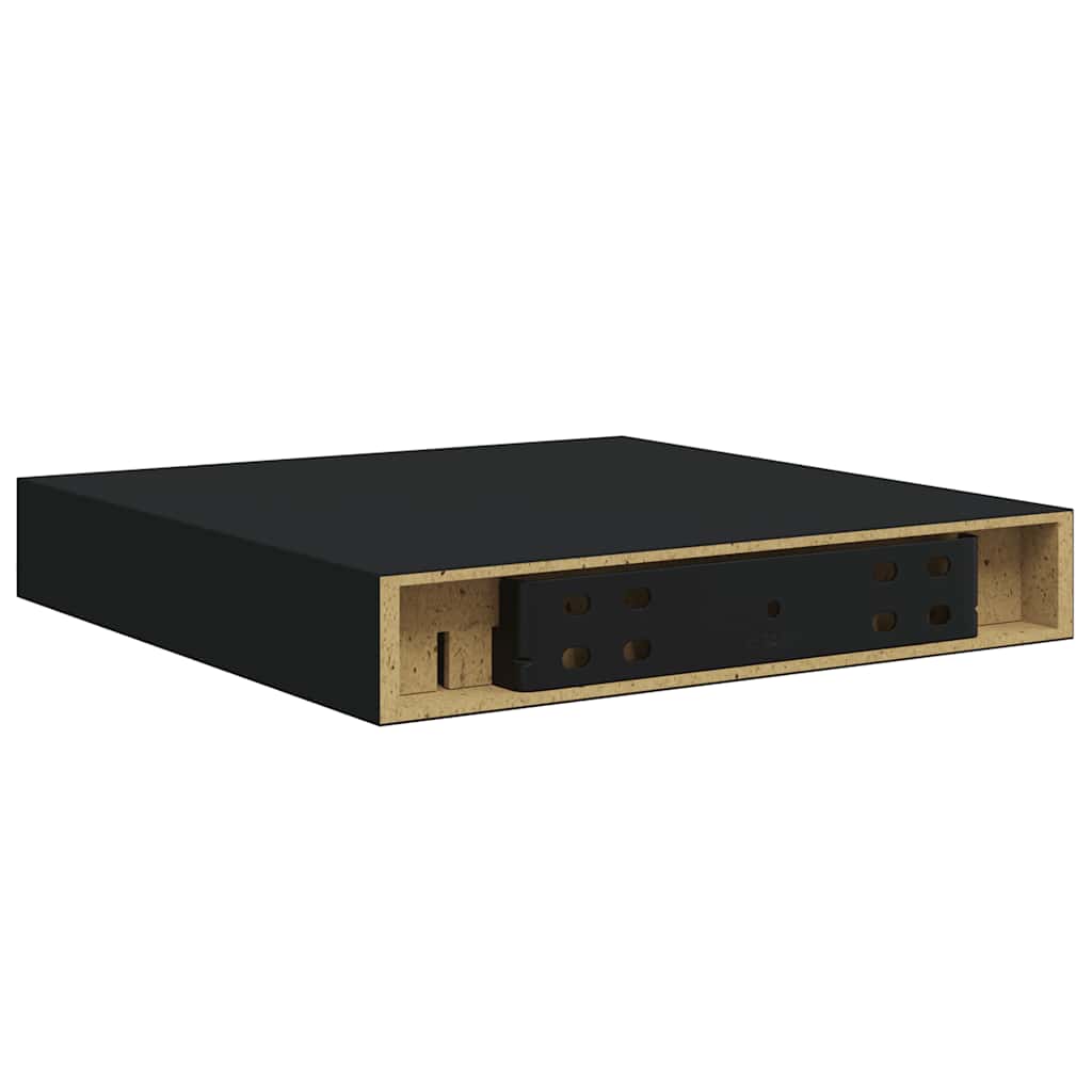vidaXL Floating Wall Shelves 2 pcs Black 23x23.5x3.8 cm MDF