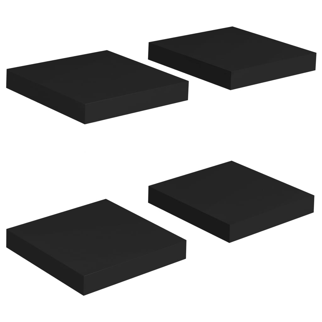 vidaXL Floating Wall Shelves 4 pcs Black 23x23.5x3.8 cm MDF