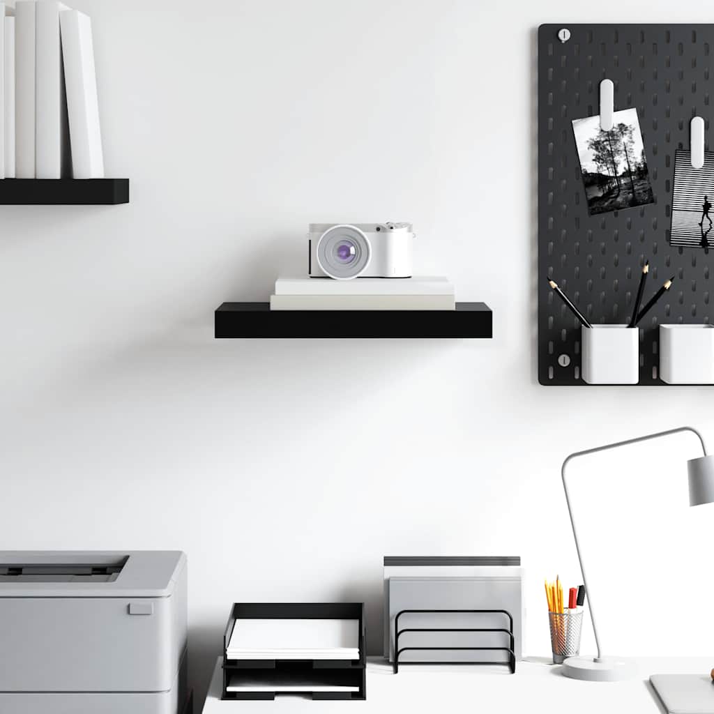 vidaXL Floating Wall Shelf Black 40x23x3.8 cm MDF