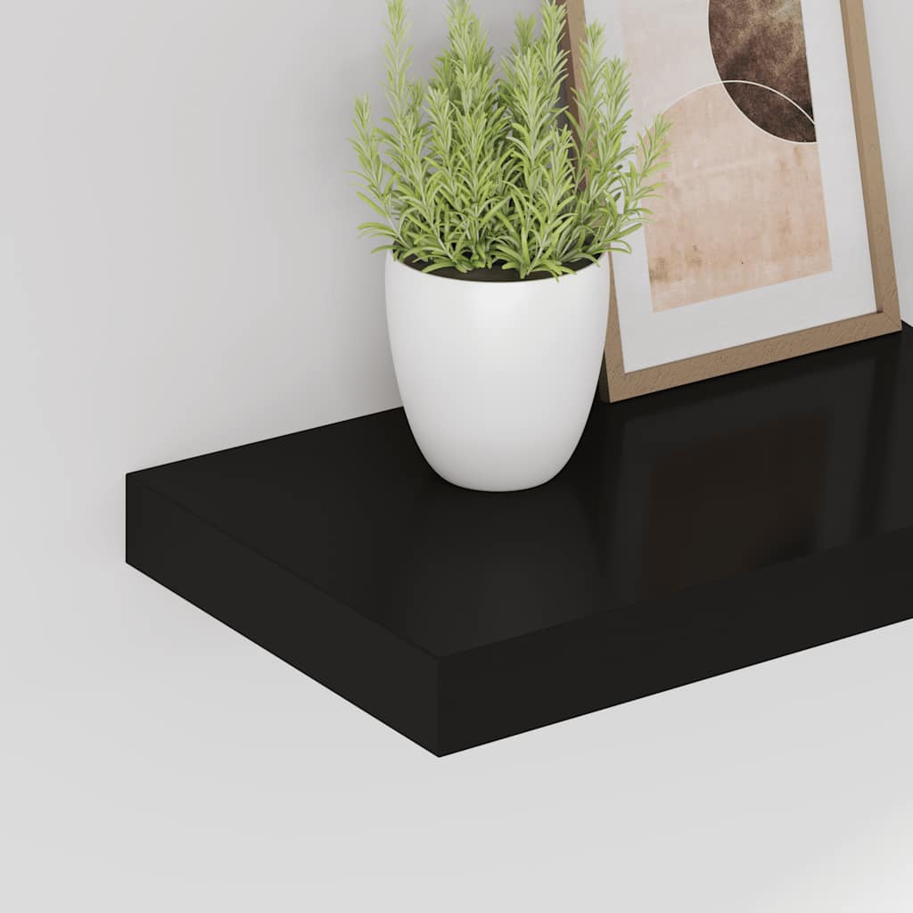 vidaXL Floating Wall Shelf Black 40x23x3.8 cm MDF