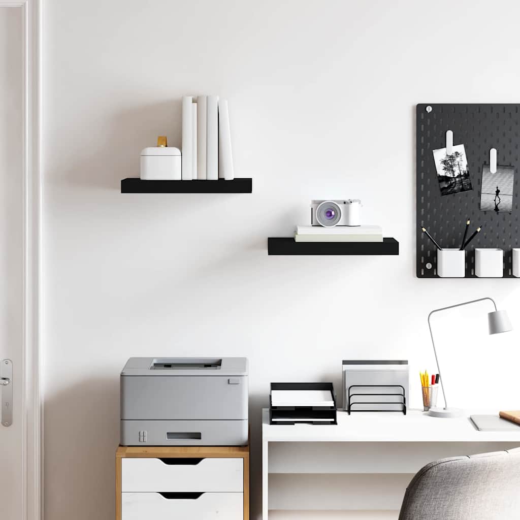 vidaXL Floating Wall Shelves 2 pcs Black 40x23x3.8 cm MDF