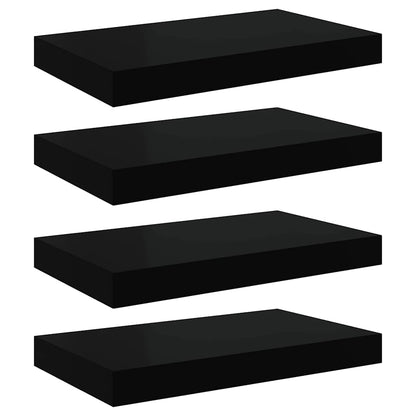 vidaXL Floating Wall Shelves 4 pcs Black 40x23x3.8 cm MDF