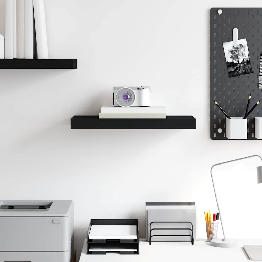 vidaXL Floating Wall Shelf Black 50x23.5x3.8 cm MDF