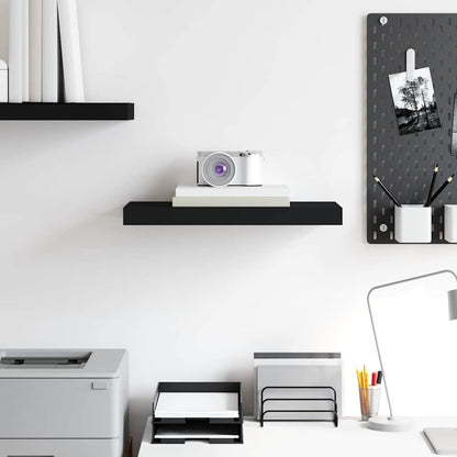 vidaXL Floating Wall Shelf Black 50x23.5x3.8 cm MDF