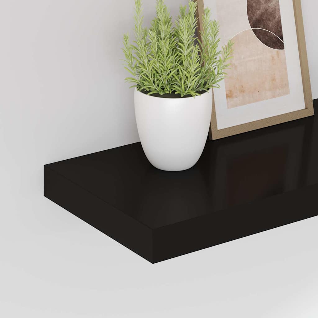 vidaXL Floating Wall Shelf Black 50x23.5x3.8 cm MDF