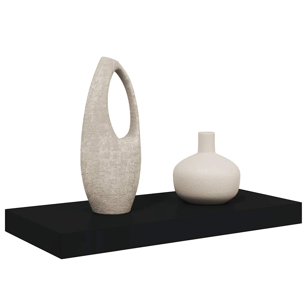 vidaXL Floating Wall Shelf Black 50x23x3.8 cm MDF