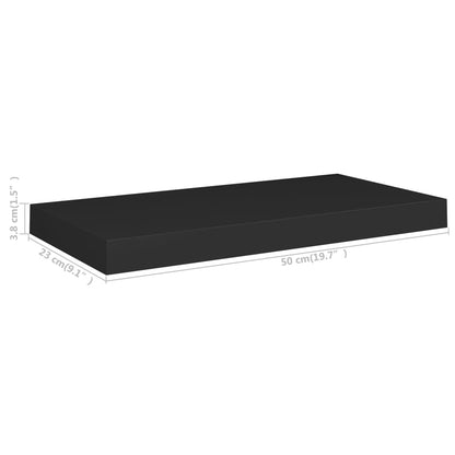 vidaXL Floating Wall Shelves 2 pcs Black 50x23x3.8 cm MDF