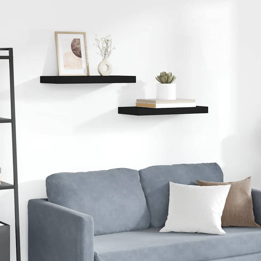 vidaXL Floating Wall Shelves 2 pcs Black 50x23x3.8 cm MDF