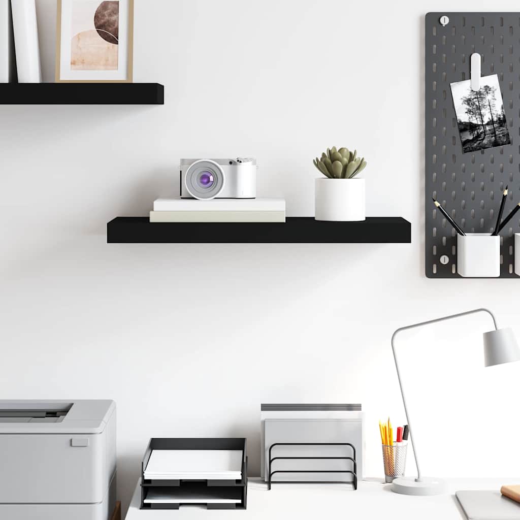 323832 vidaXL Floating Wall Shelf Black 60x23,5x3,8 cm MDF