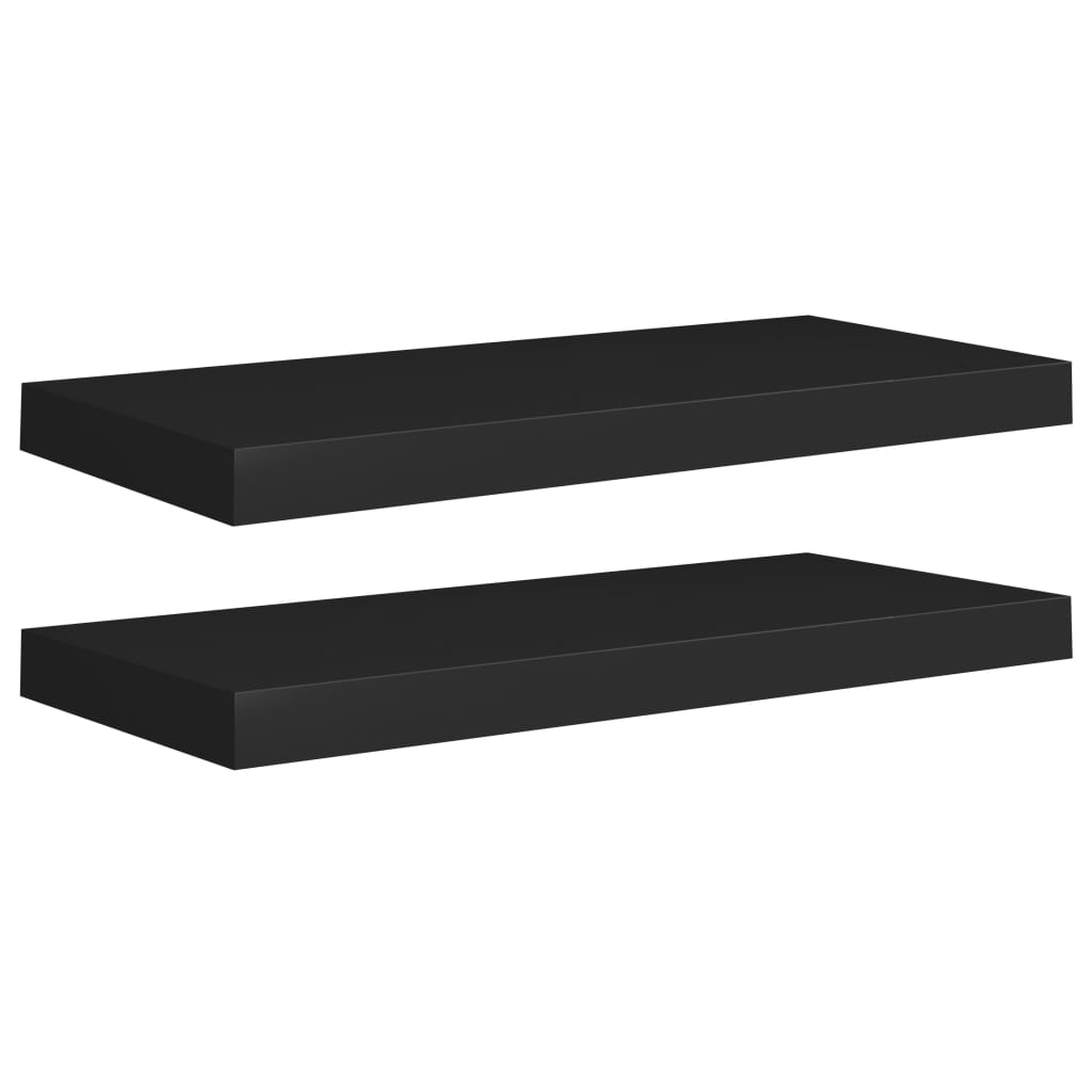 vidaXL Floating Wall Shelves 2 pcs Black 60x23.5x3.8 cm MDF
