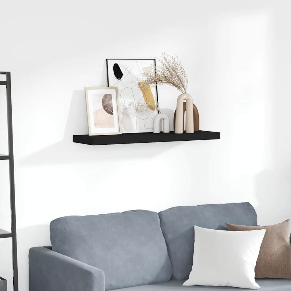 vidaXL Wall Shelf | Black | Honeycomb MDF, metal frame | 80x23.5x3.8 cm