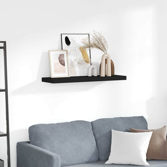323835 vidaXL Floating Wall Shelf Black 80x23,5x3,8 cm MDF