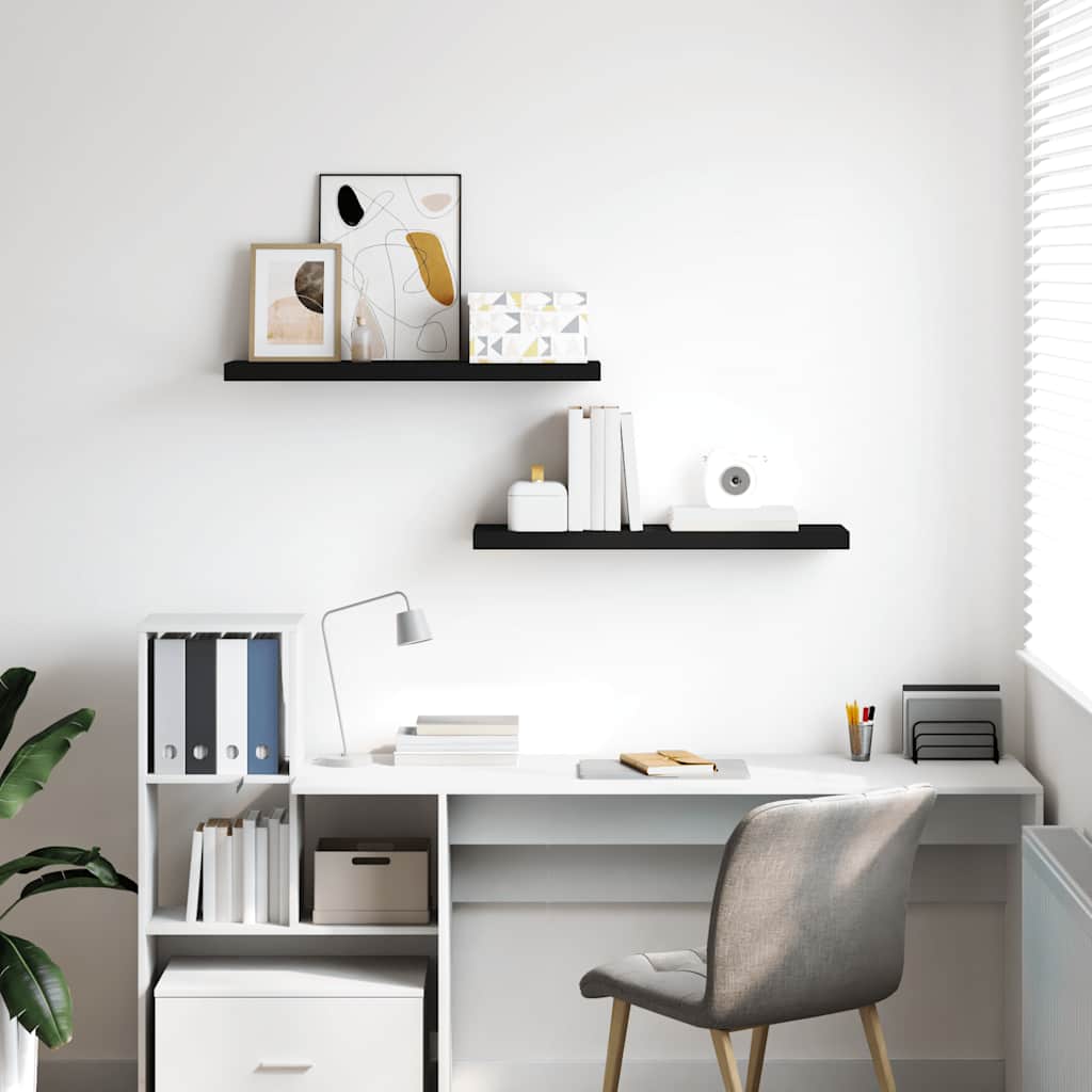 vidaXL Floating Wall Shelves 2 pcs Black 80x23.5x3.8 cm MDF