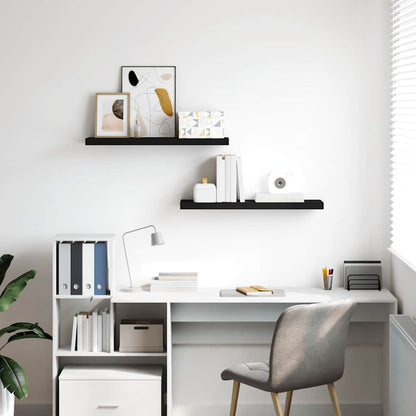 vidaXL Floating Wall Shelves 2 pcs Black 80x23.5x3.8 cm MDF
