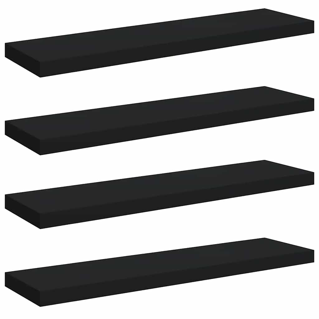 vidaXL Floating Wall Shelves 4 pcs Black 90x23.5x3.8 cm MDF