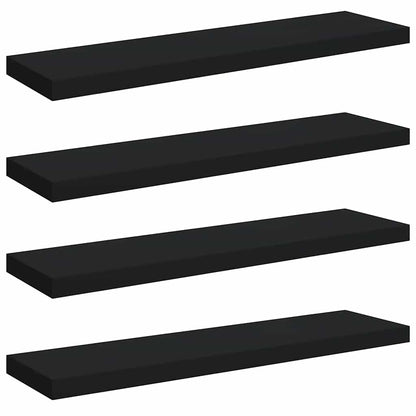 vidaXL Floating Wall Shelves 4 pcs Black 90x23.5x3.8 cm MDF